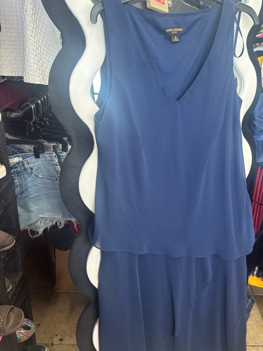Kobi Halperin Navy Sleeveless V-Neck Layered Dress